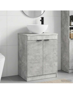 Set di mobili per il bagno Grigio Cemento Legno ingegnerizzato