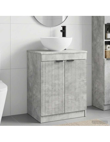 Set di mobili per il bagno Grigio Cemento Legno ingegnerizzato