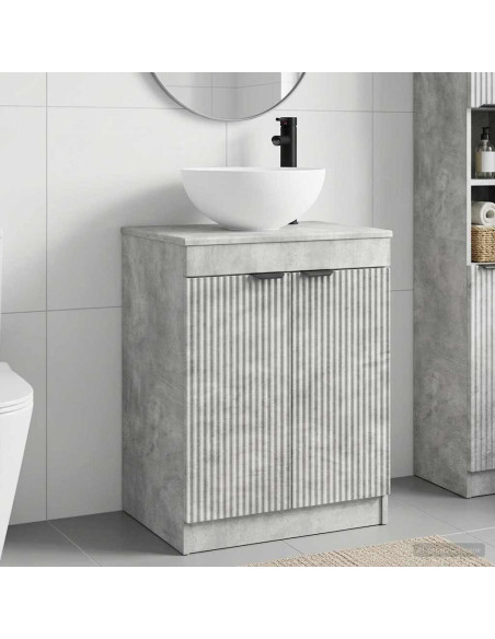 Set di mobili per il bagno Grigio Cemento Legno ingegnerizzato