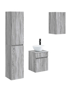 Set di mobili per il bagno 3 pz Sonoma grigio 2