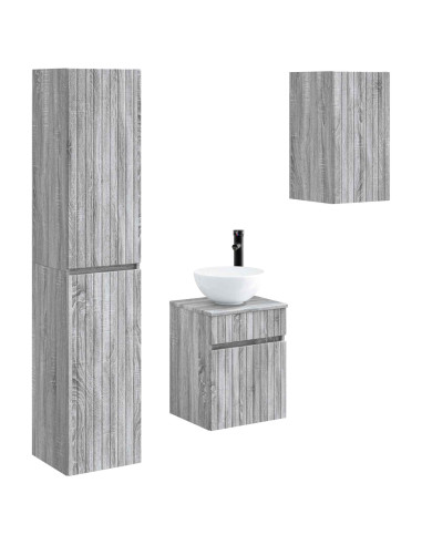 Set di mobili per il bagno 3 pz Sonoma grigio