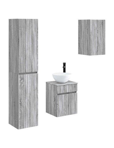 Set di mobili per il bagno 3 pz Sonoma grigio