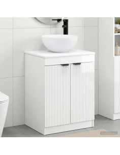 Set di mobili per il bagno Bianco Lucido Legno ingegnerizzato