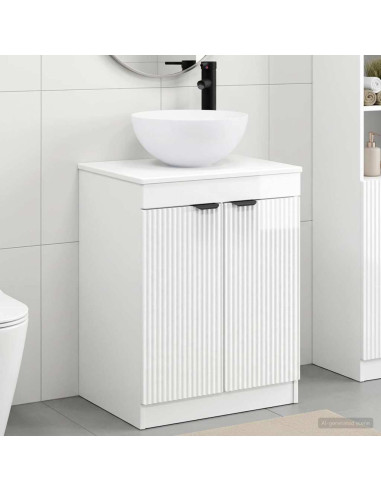Set di mobili per il bagno Bianco Lucido Legno ingegnerizzato