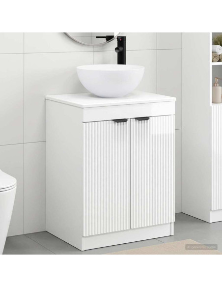 Set di mobili per il bagno Bianco Lucido Legno ingegnerizzato