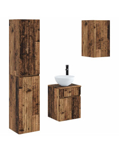 Set di mobili per il bagno 3 pz Legno antico 33 x 34,5 x 160 cm 2