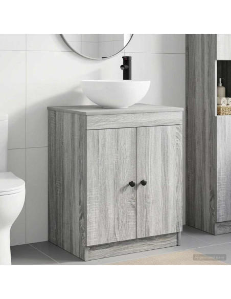 Set di mobili per il bagno Sonoma grigio Legno ingegnerizzato