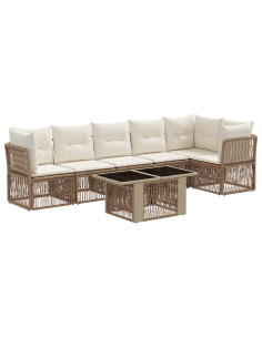 Set Divano da Giardino 7 pz Beige polyrattan 2