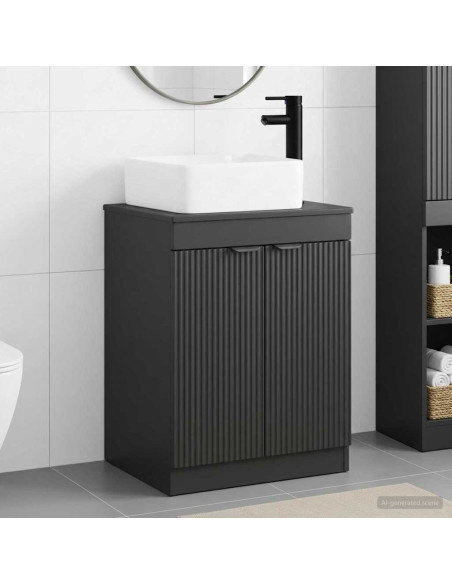 Set di mobili per il bagno Nero Legno ingegnerizzato