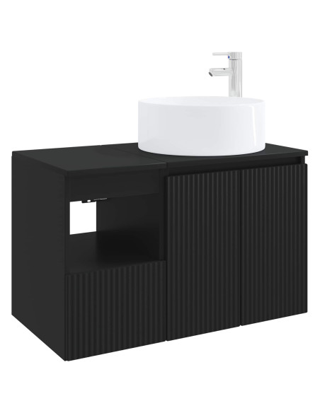 Set di mobili per il bagno 2 pz Nero Legno ingegnerizzato