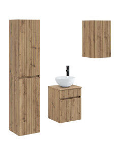 Set di mobili per il bagno 3 pz Rovere Artigianale 2