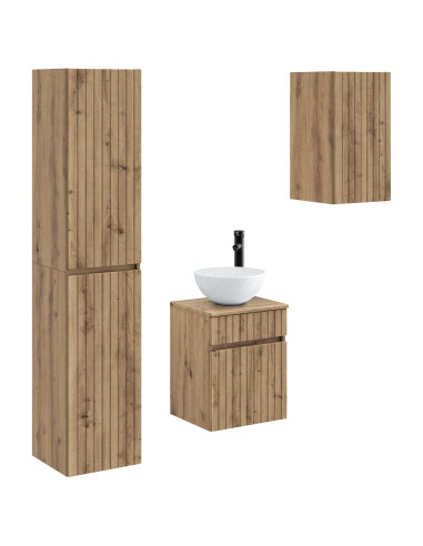 Set di mobili per il bagno 3 pz Rovere Artigianale