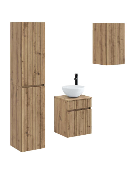 Set di mobili per il bagno 3 pz Rovere Artigianale