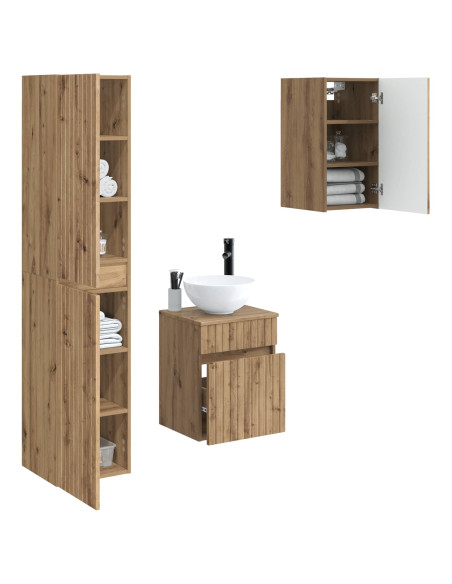 Set di mobili per il bagno 3 pz Rovere Artigianale