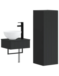 Set di mobili per il bagno 2 pz Nero 33 x 34,5 x 100 cm 2