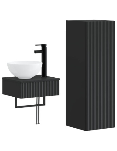 Set di mobili per il bagno 2 pz Nero 33 x 34,5 x 100 cm