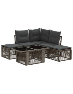 Set Divano da Giardino 6 pz Grigio polyrattan 2