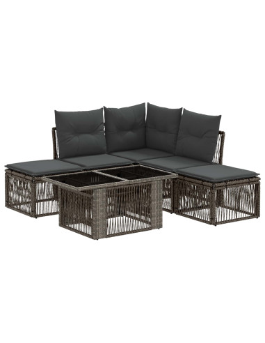 Set Divano da Giardino 6 pz Grigio polyrattan