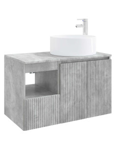 Set di mobili per il bagno 2 pz Grigio Cemento 2