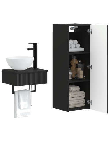 Set di mobili per il bagno 2 pz Nero 33 x 34,5 x 100 cm