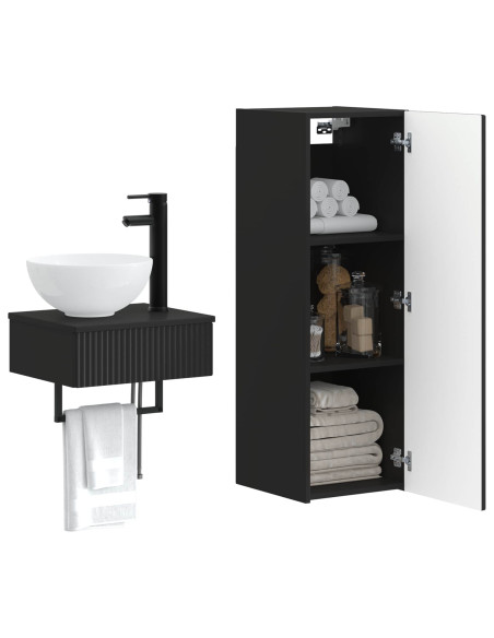 Set di mobili per il bagno 2 pz Nero 33 x 34,5 x 100 cm