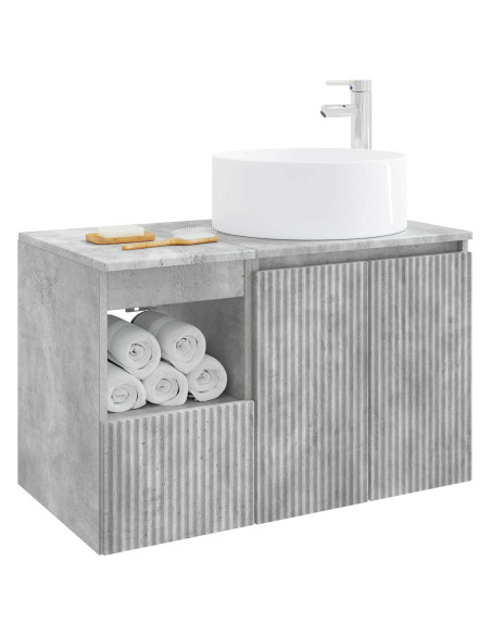 Set di mobili per il bagno 2 pz Grigio Cemento