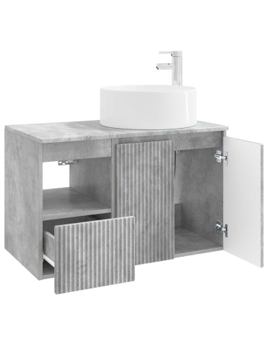 Set di mobili per il bagno 2 pz Grigio Cemento