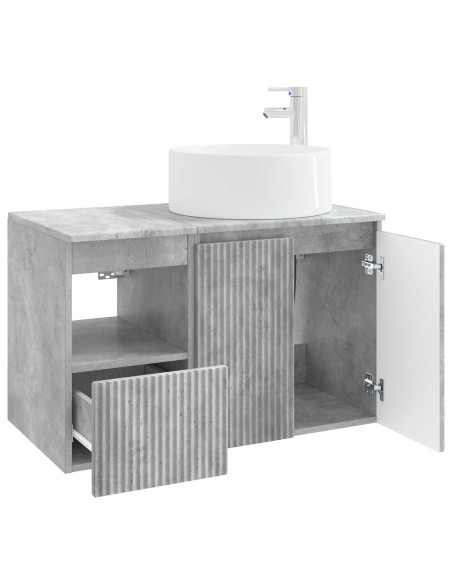 Set di mobili per il bagno 2 pz Grigio Cemento