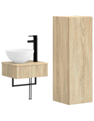 Set di mobili per il bagno 2 pz Rovere Sonoma