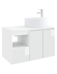 Set di mobili per il bagno 2 pz Bianco Lucido 2