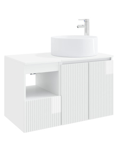 Set di mobili per il bagno 2 pz Bianco Lucido