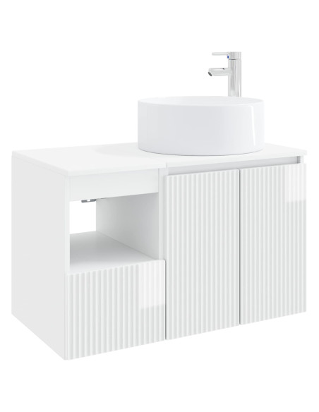 Set di mobili per il bagno 2 pz Bianco Lucido