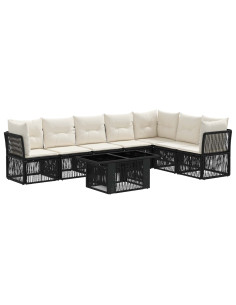 Set Divano da Giardino 8 pz Nero polyrattan 2