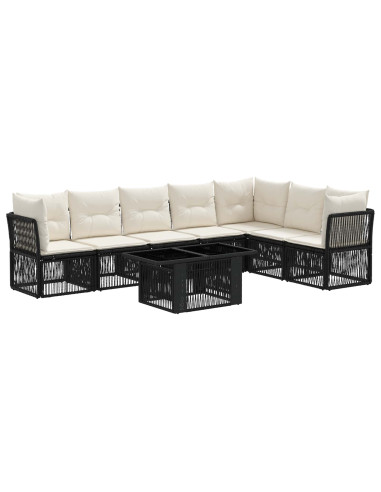 Set Divano da Giardino 8 pz Nero polyrattan
