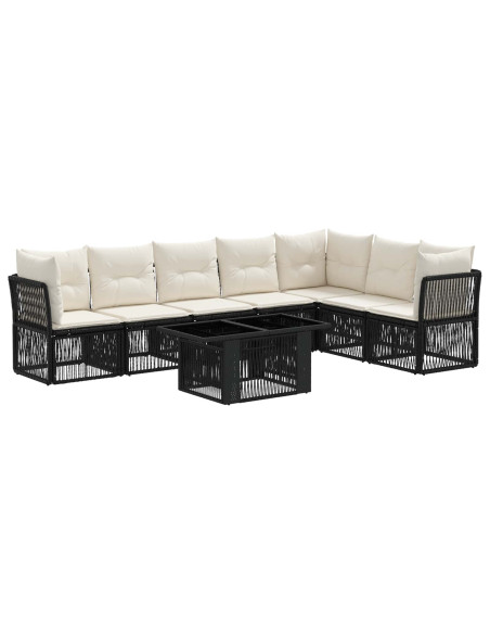 Set Divano da Giardino 8 pz Nero polyrattan