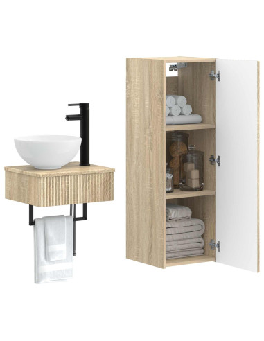 Set di mobili per il bagno 2 pz Rovere Sonoma