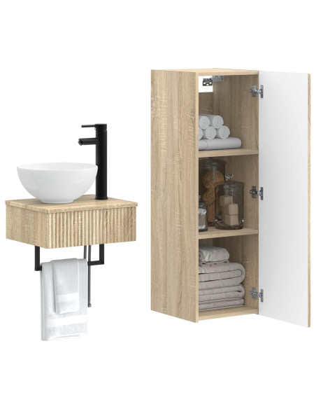 Set di mobili per il bagno 2 pz Rovere Sonoma