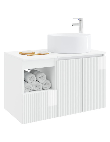 Set di mobili per il bagno 2 pz Bianco Lucido