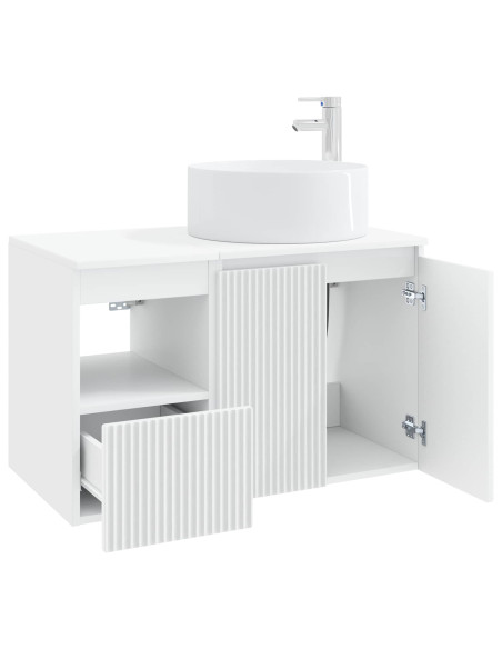 Set di mobili per il bagno 2 pz Bianco Lucido