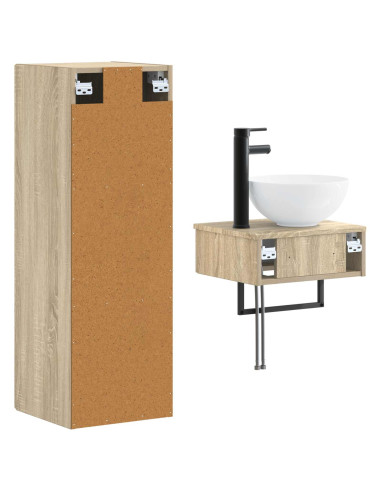 Set di mobili per il bagno 2 pz Rovere Sonoma