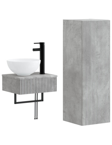 Set di mobili per il bagno 2 pz Grigio Cemento