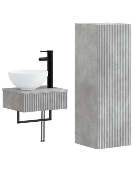 Set di mobili per il bagno 2 pz Grigio Cemento