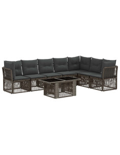 Set Divano da Giardino 8 pz Grigio polyrattan 2