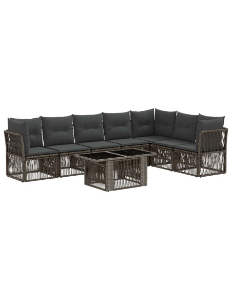 Set Divano da Giardino 8 pz Grigio polyrattan