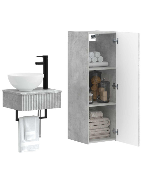 Set di mobili per il bagno 2 pz Grigio Cemento