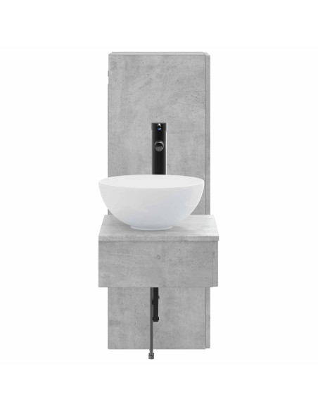 Set di mobili per il bagno 2 pz Grigio Cemento