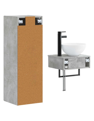 Set di mobili per il bagno 2 pz Grigio Cemento