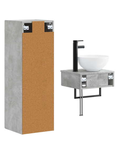 Set di mobili per il bagno 2 pz Grigio Cemento