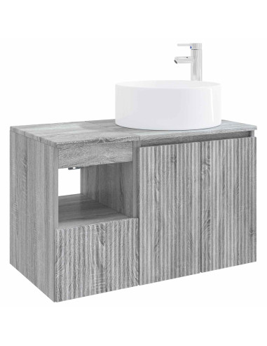Set di mobili per il bagno 2 pz Sonoma grigio