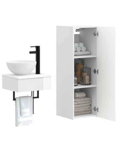 Set di mobili per il bagno 2 pz Bianco Lucido